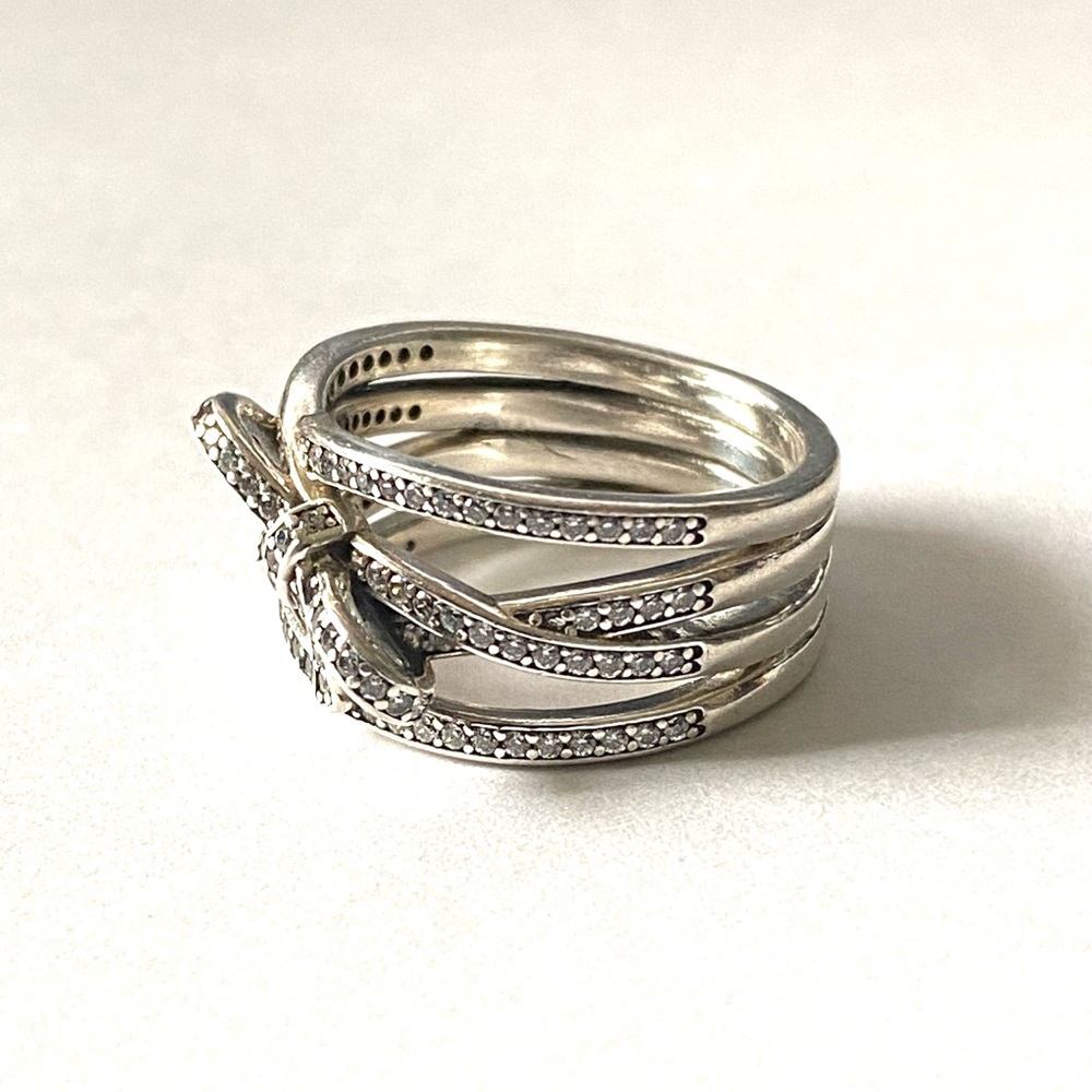 Pandora Sterling Silver 925 Delicate Sentimental Ring Bow Size 7 - Picture 5 of 6